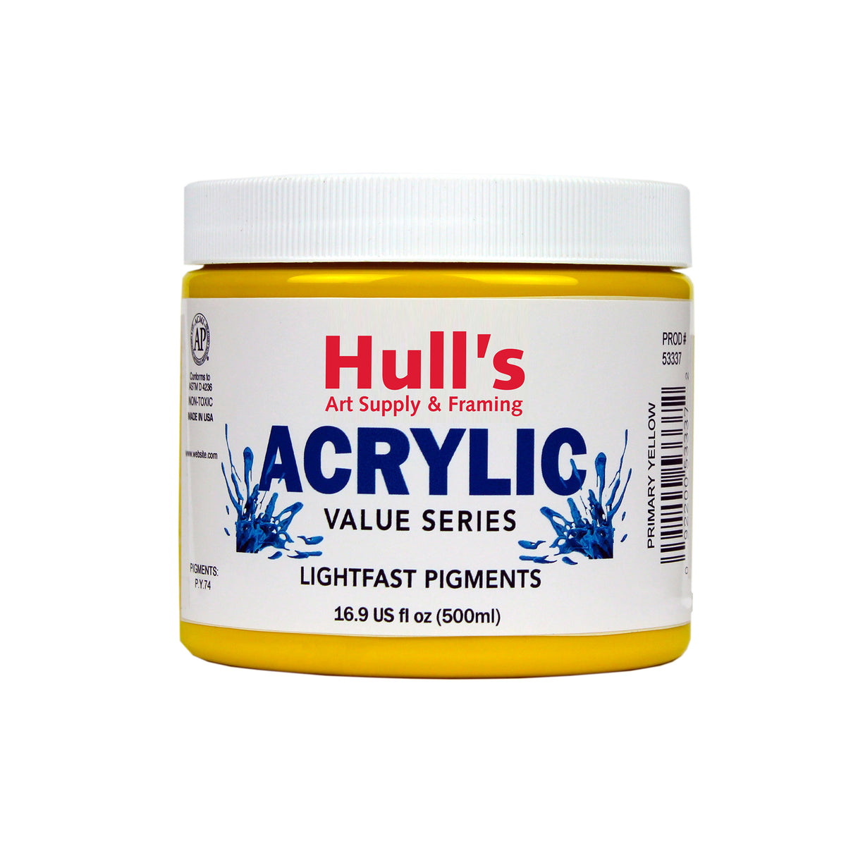 HULLS ACRYLIC 16oz JAR PRIMARY YELLOW