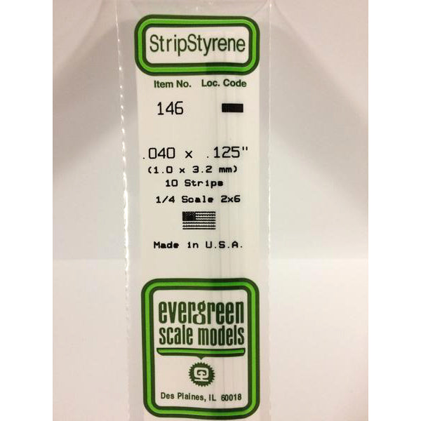 POLYSTYRENE STRIP OPAQUE WHITE .040 X .125 x 14&#39;&#39;