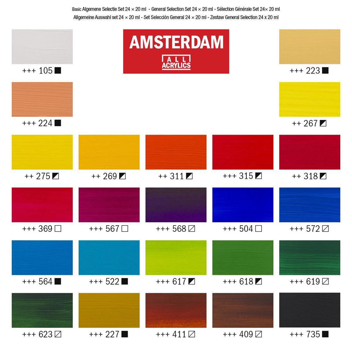 AMSTERDAM STANDARD ACRYLIC 24X20ML GENERAL SET
