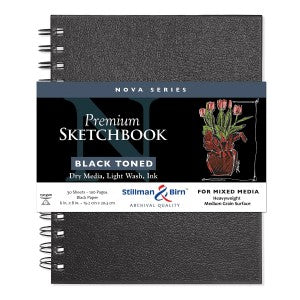 NOVA SKETCHBOOK WIREBOUND BLACK 6x8