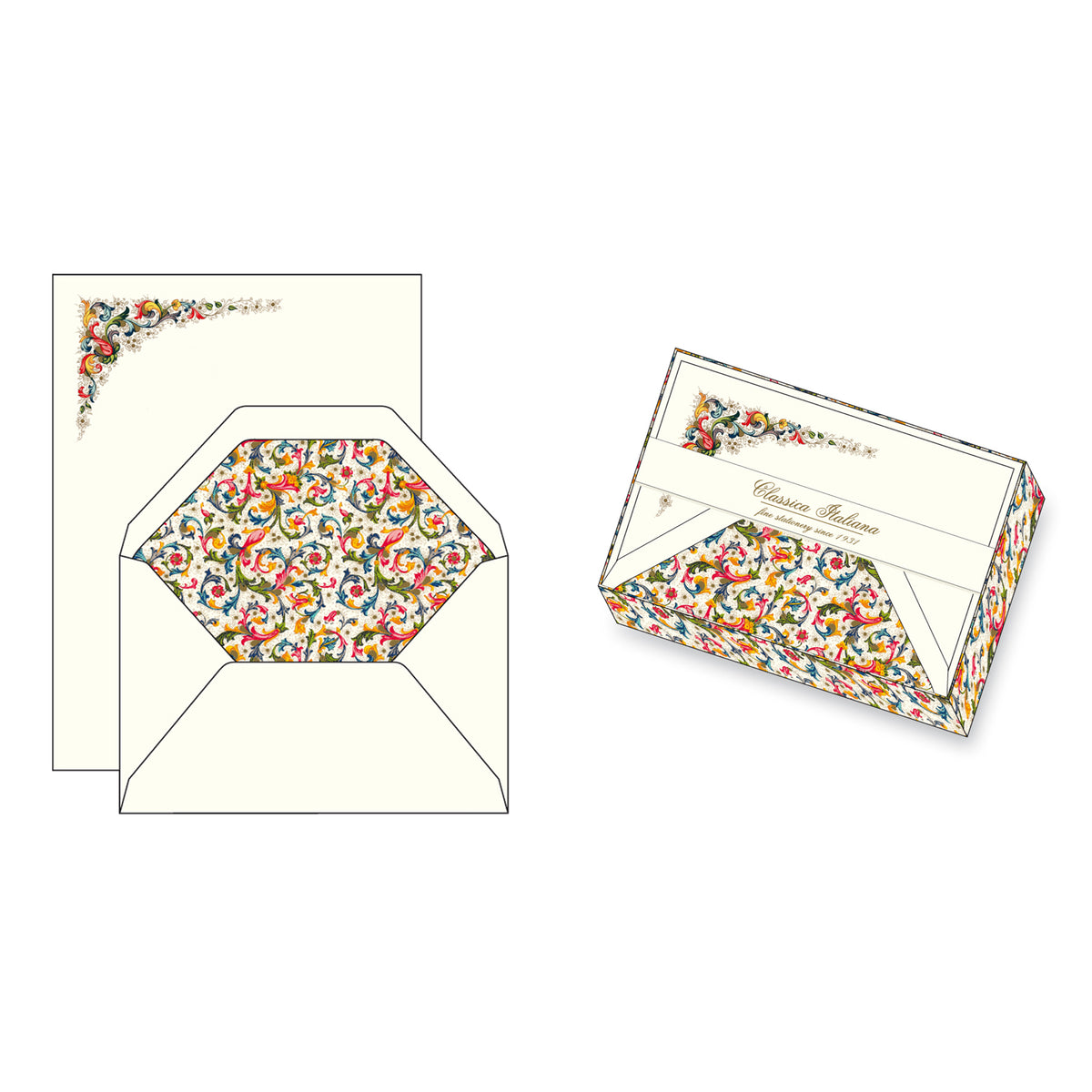 CLASSICA FLAT STATIONERY SET/10 PINK FLORENTINE