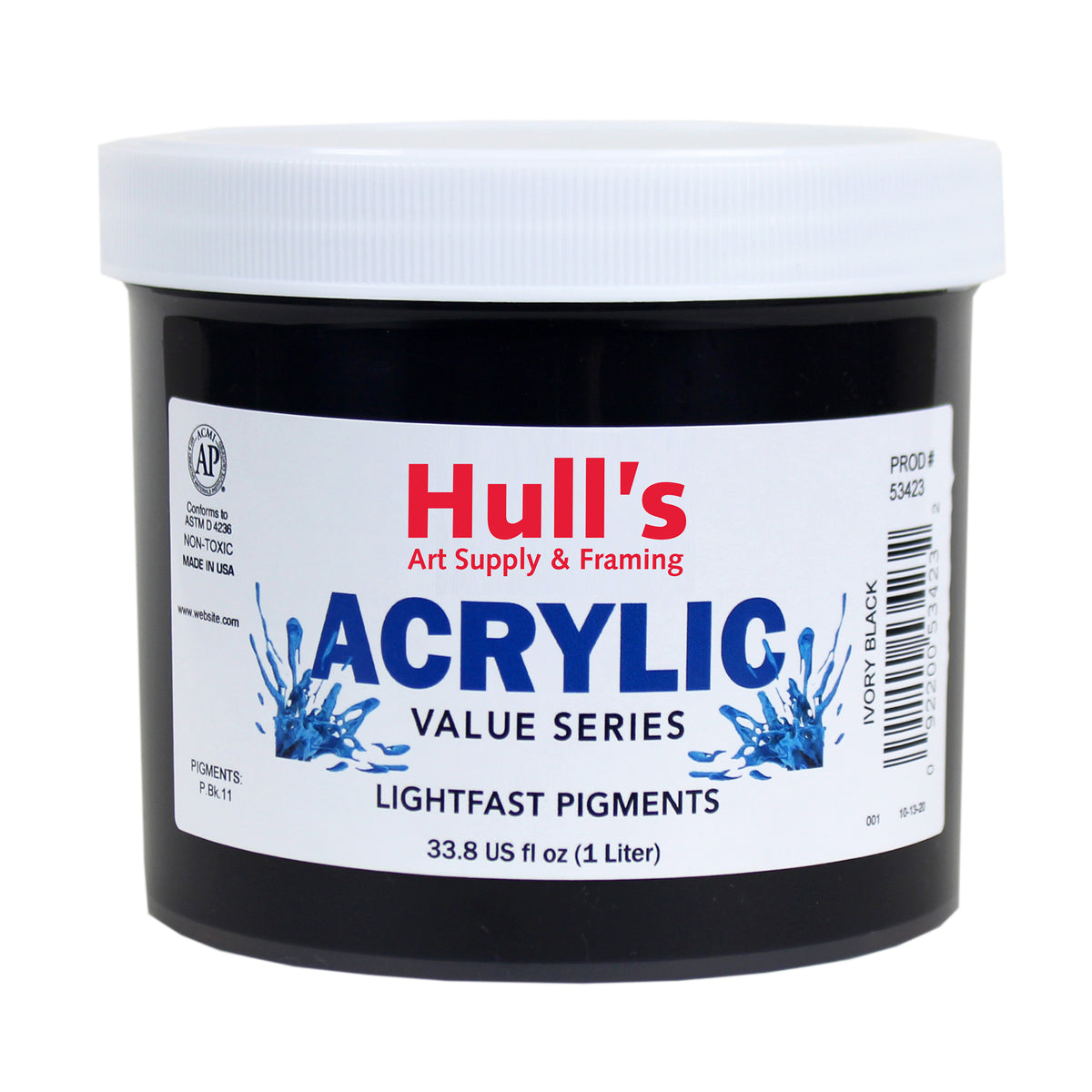 HULLS ACRYLIC 32oz JAR IVORY BLACK