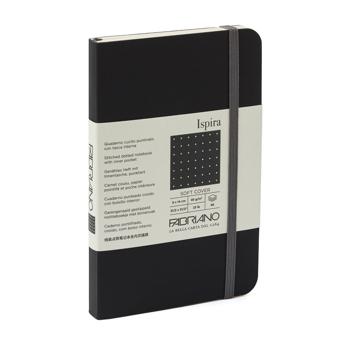ISPIRA SOFTCOVER 3.5&quot;x5.5&quot; DOTTED BLACK