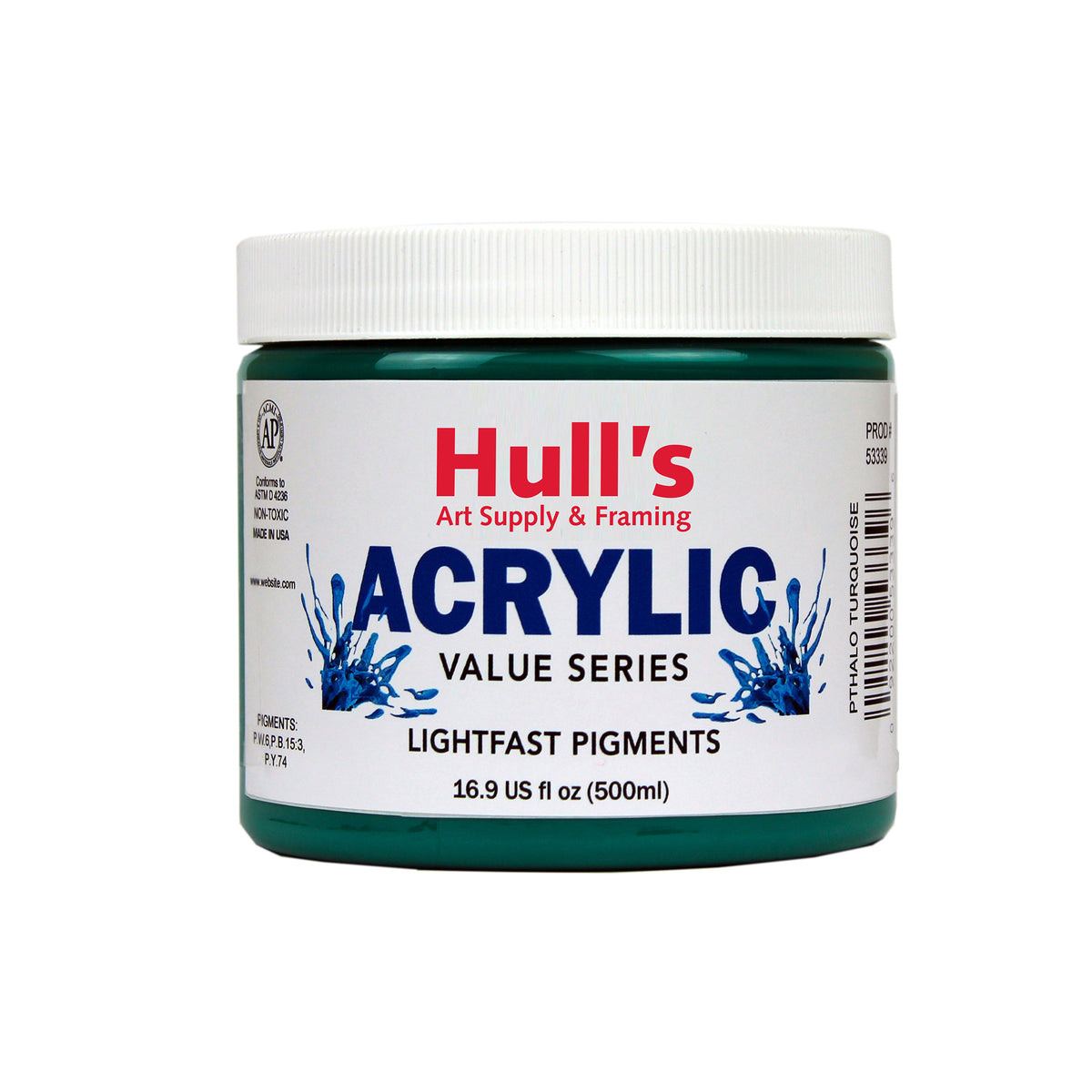 HULLS ACRYLIC 16oz JAR PTHALO TURQUOISE