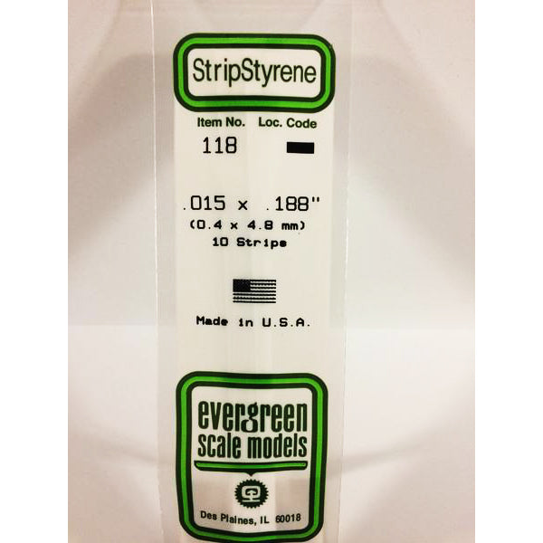 POLYSTYRENE STRIP OPAQUE WHITE .015 X .188 x 14&#39;&#39;