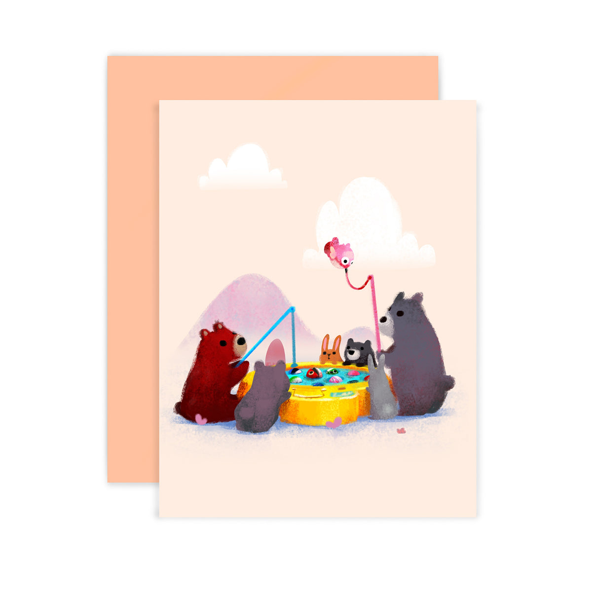 ILLUSTRATION CARD BEARS FISHING