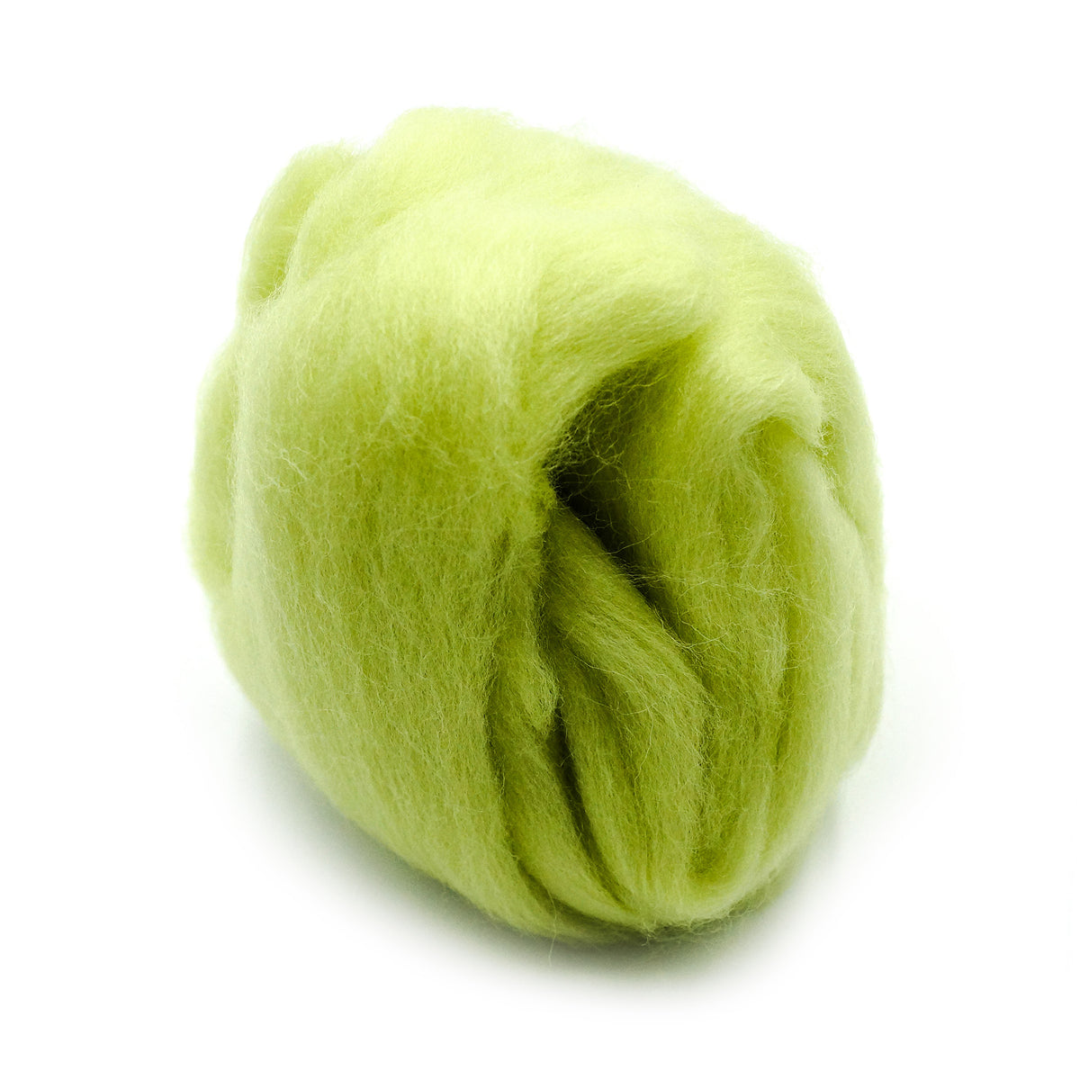 NATURAL WOOL ROVINGS LIME GREEN