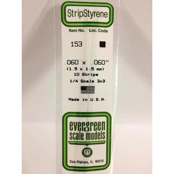 POLYSTYRENE STRIP OPAQUE WHITE .060 X .060 x 14&#39;&#39;