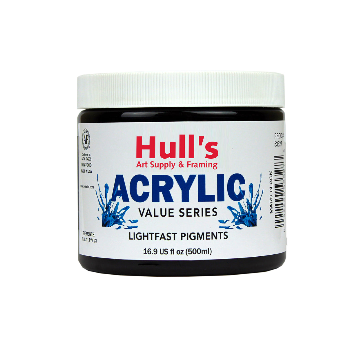 HULLS ACRYLIC 16oz JAR MARS BLACK