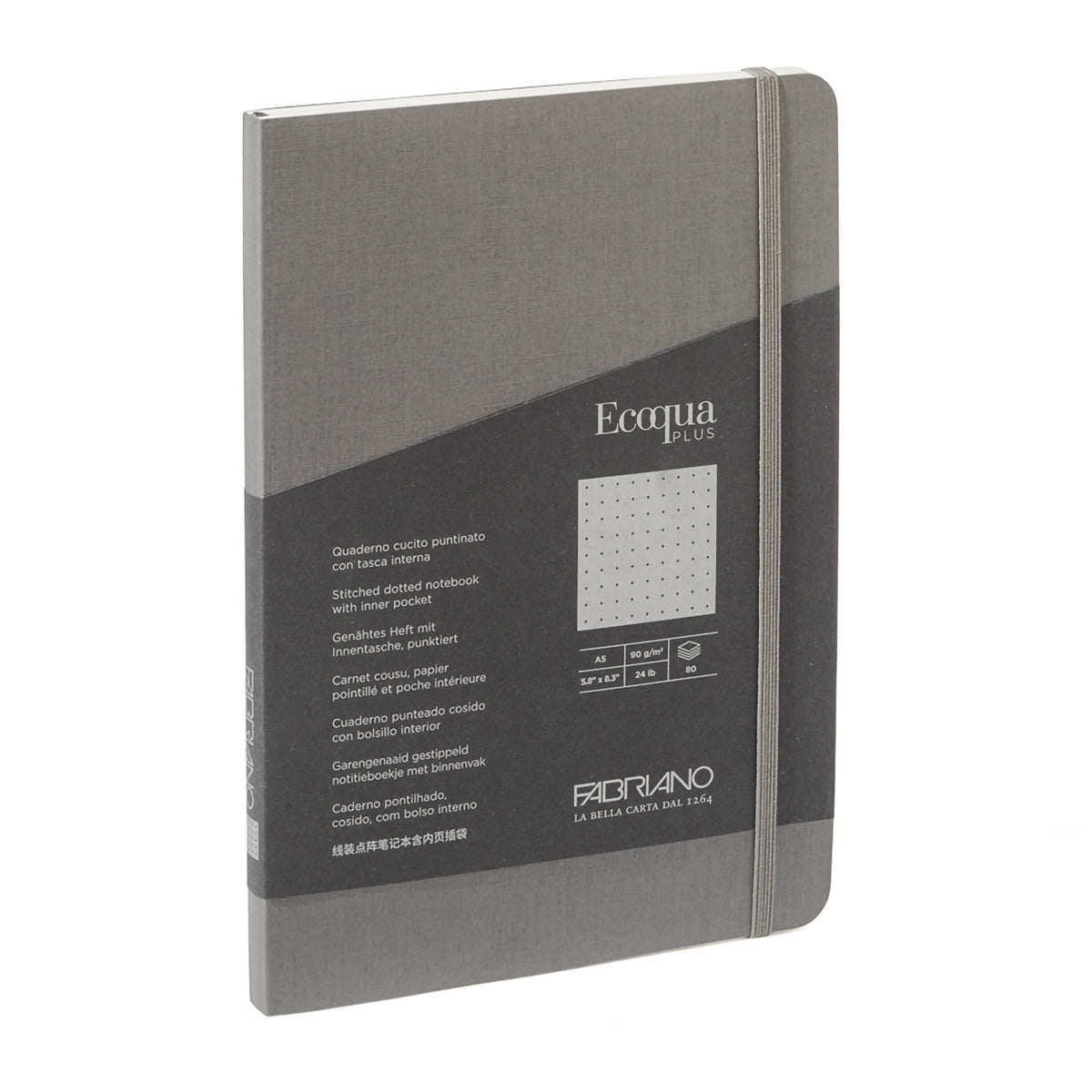 ECOQUA PLUS STITCH-BOUND A5 DOTTED GREY