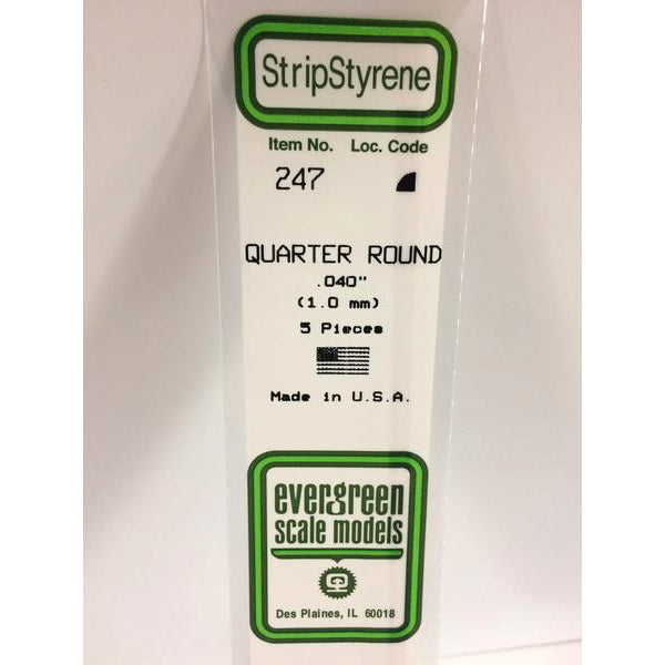 POLYSTYRENE OPAQUE WHITE QUARTER ROUND .040 x 14&#39;&#39; PKG/5