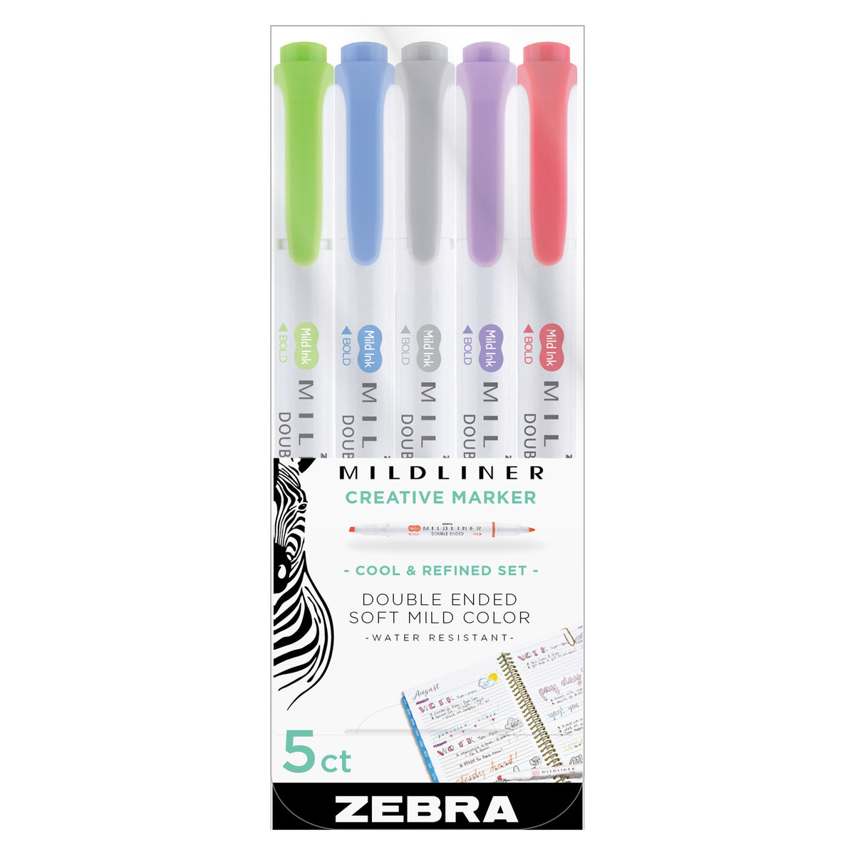 MILDLINER DOUBLE ENDED HIGHLIGHTER COOL &amp; REFINED SET/5