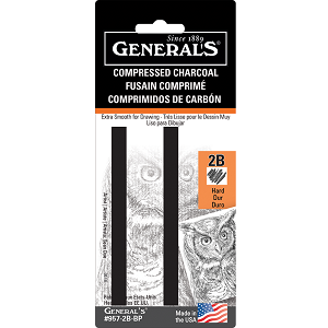 GENERAL&#39;S COMPRESSED CHARCOAL STICKS 2B SET/2