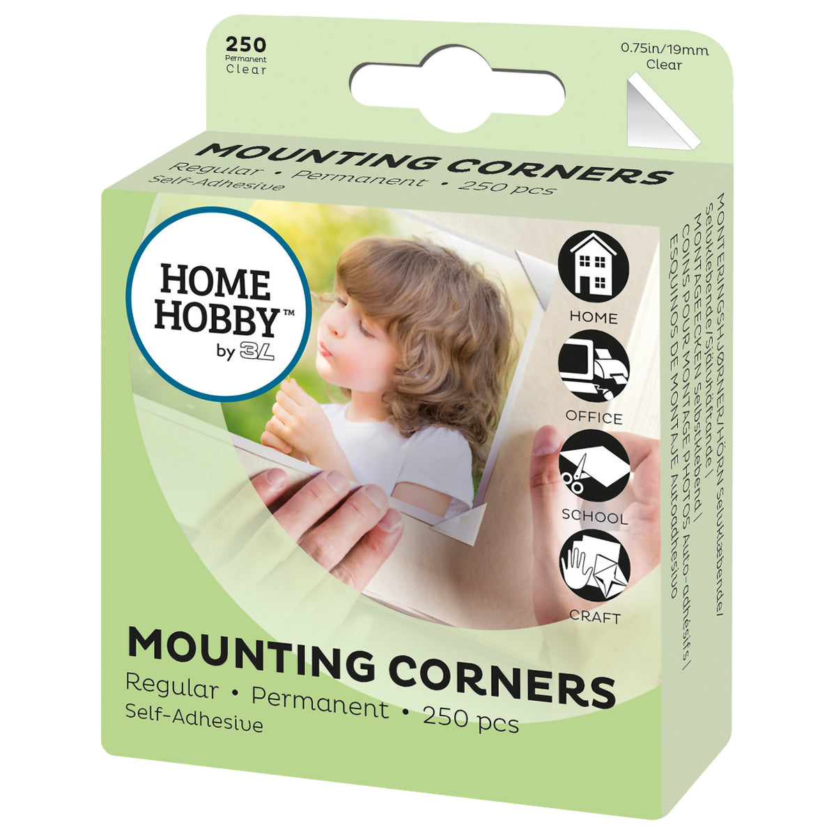CLEAR MOUNTING CORNERS 250-PACK 0.75&quot;