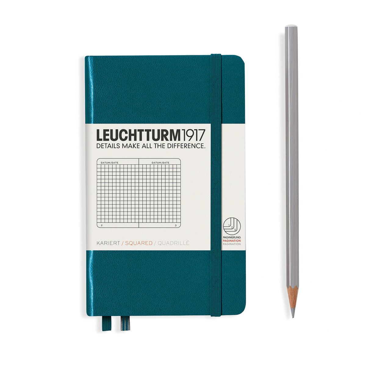 POCKET A6 NOTEBOOK SQUARED PACIFIC GREEN