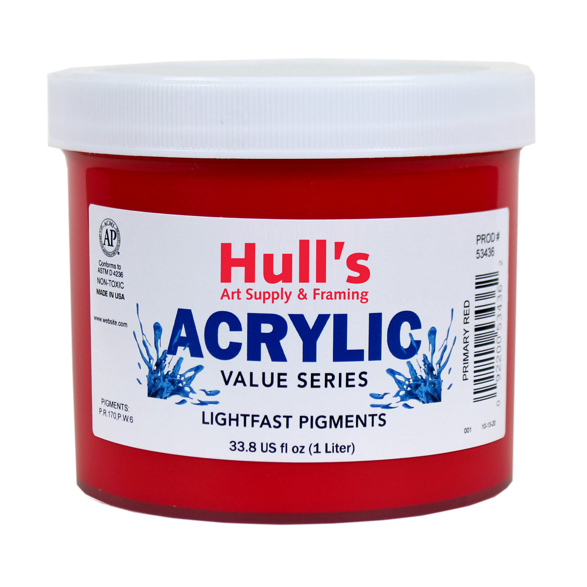 HULLS ACRYLIC 32oz JAR PRIMARY RED