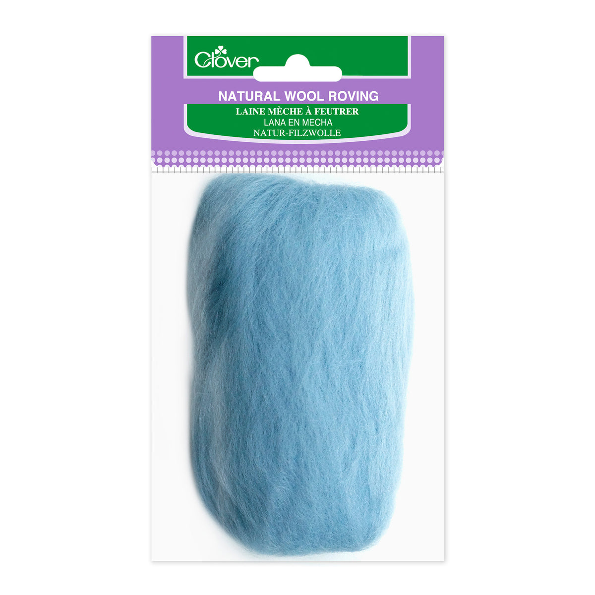 NATURAL WOOL ROVINGS LIGHT BLUE