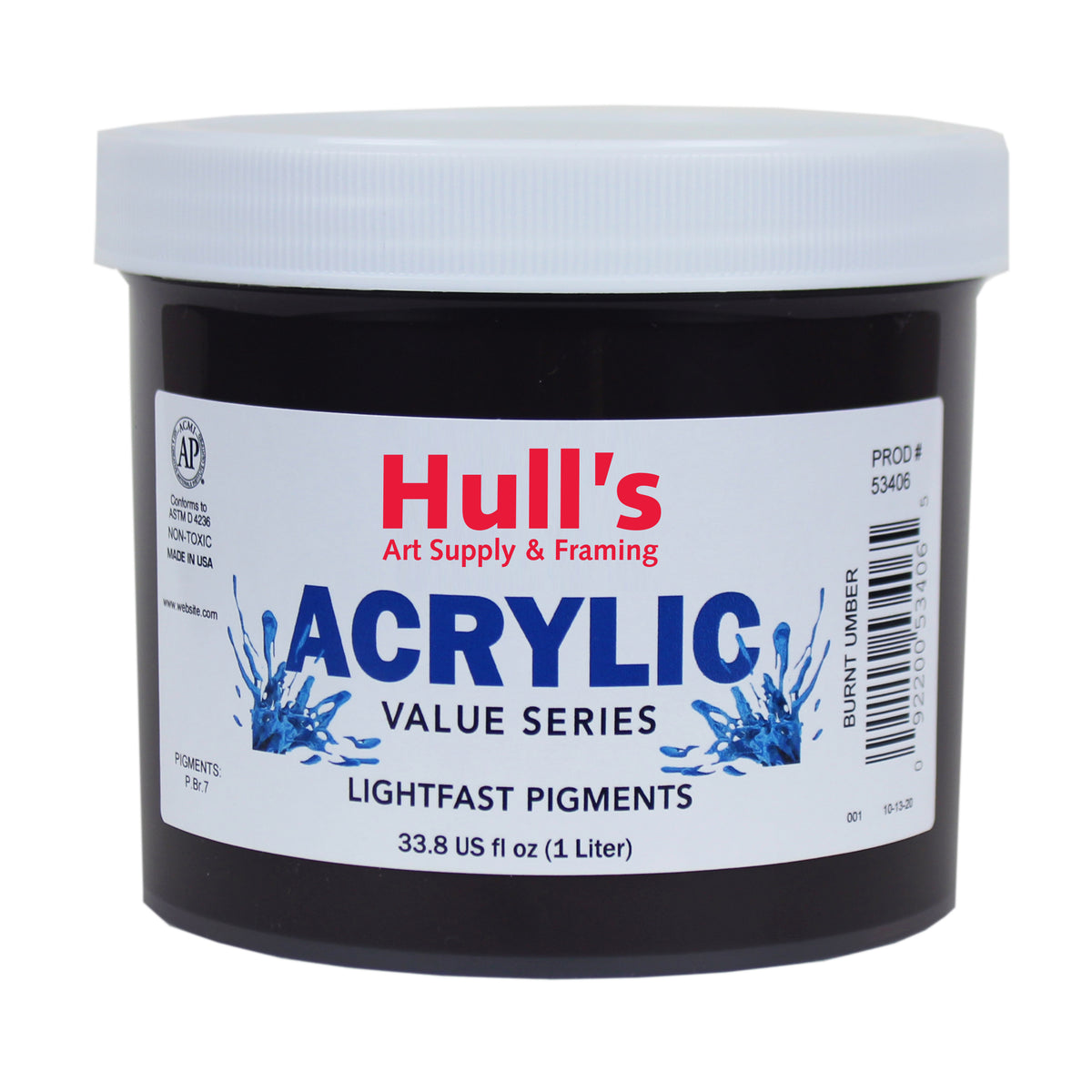 HULLS ACRYLIC 32oz JAR BURNT UMBER