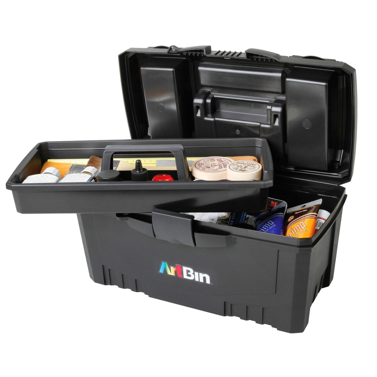 ArtBin 6891AG 1-Tray Art Supply Box, Portable Art & Craft Organizer with  Lift-Up Tray, [1] Plastic Storage Case, Gray/Black