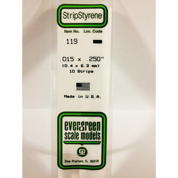 POLYSTYRENE STRIP OPAQUE WHITE .015 X .250 x 14&#39;&#39;