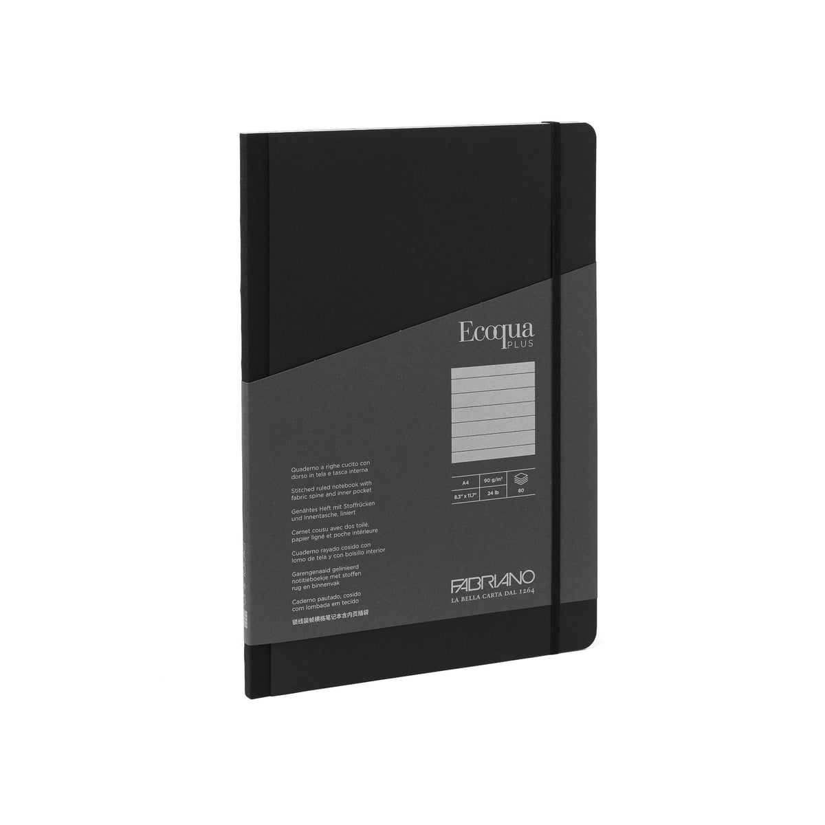 ECOQUA PLUS FABRIC-BOUND A4 LINED BLACK