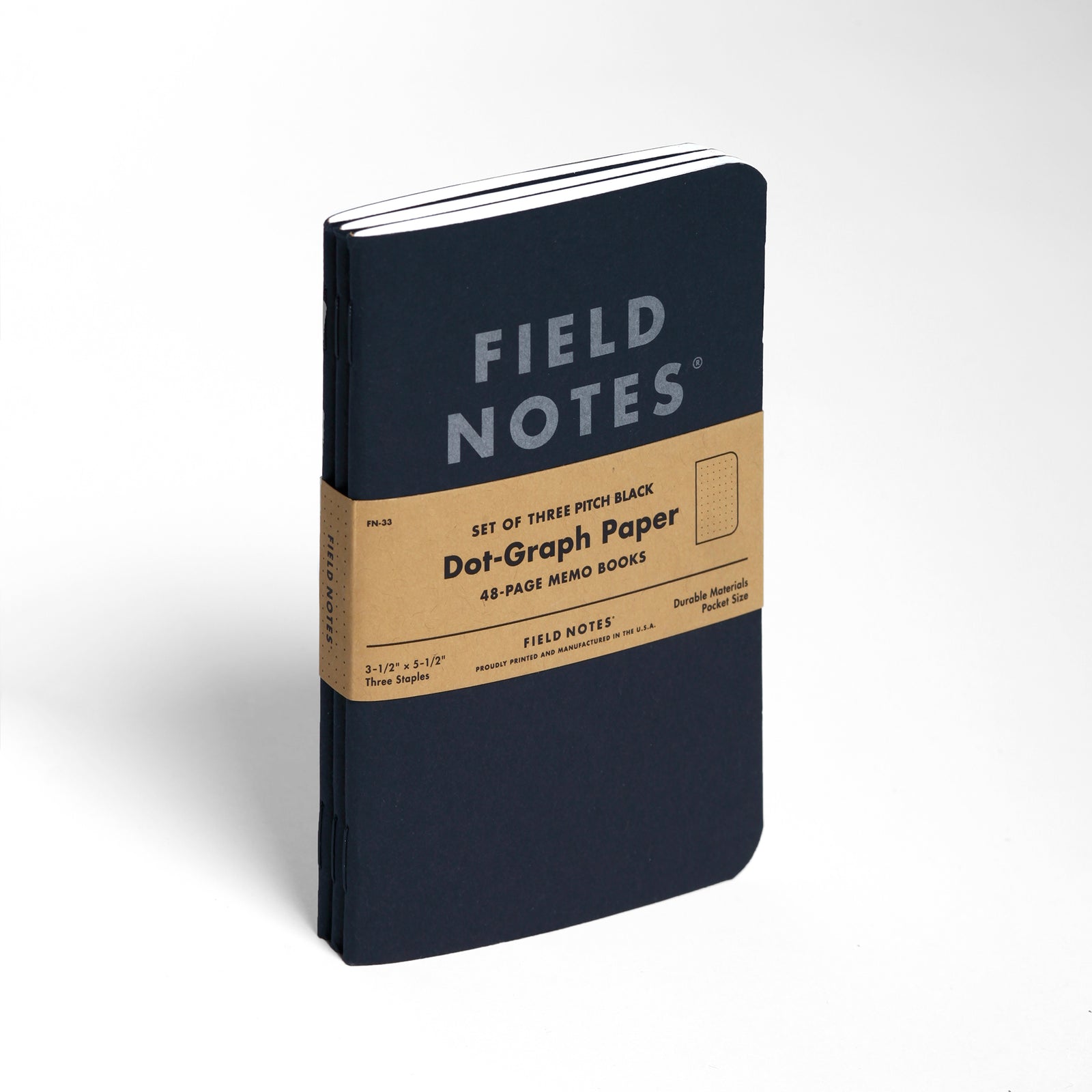 FN PITCH BLACK MEMO BOOK DOT-GRAPH 3PK