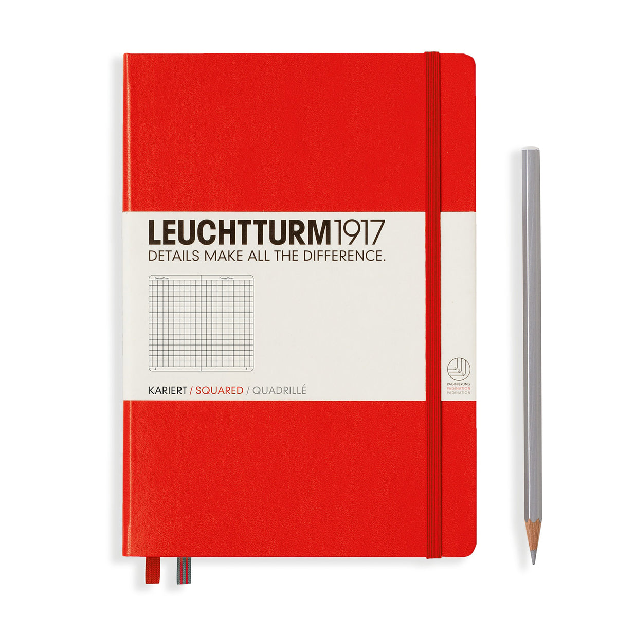 MEDIUM A5 NOTEBOOK SQUARED RED