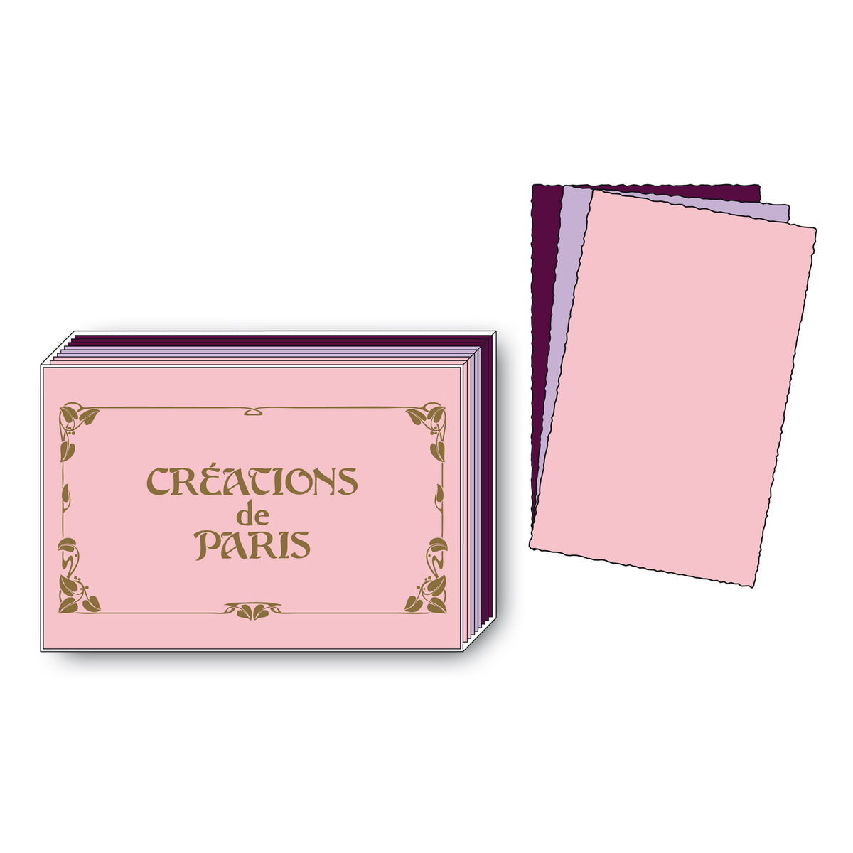 CREATIONS OF PARIS ASSORTED CARDS 12-PACK CANDY PINK