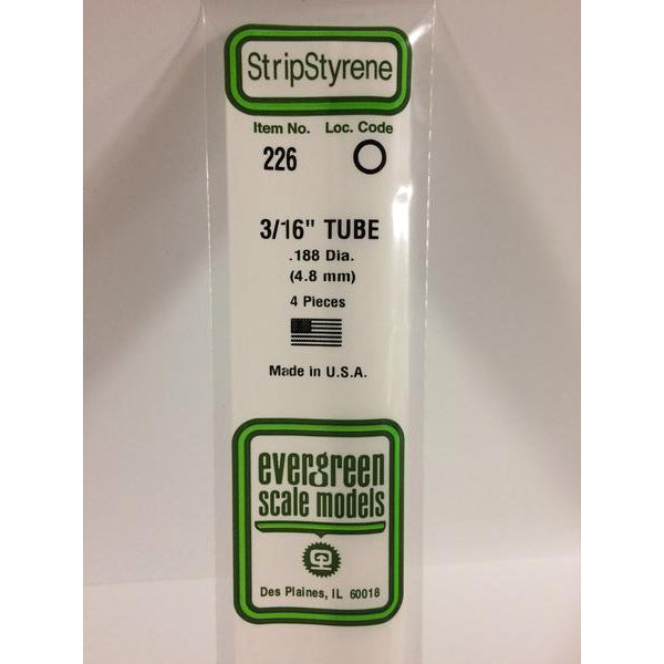 POLYSTYRENE OPAQUE WHITE TUBE .188 (3/16&#39;&#39;) OD X 14&#39;&#39; PKG/4