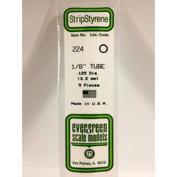 POLYSTYRENE OPAQUE WHITE TUBE .125 (1/8&#39;&#39;) OD X 14&#39;&#39; PKG/5