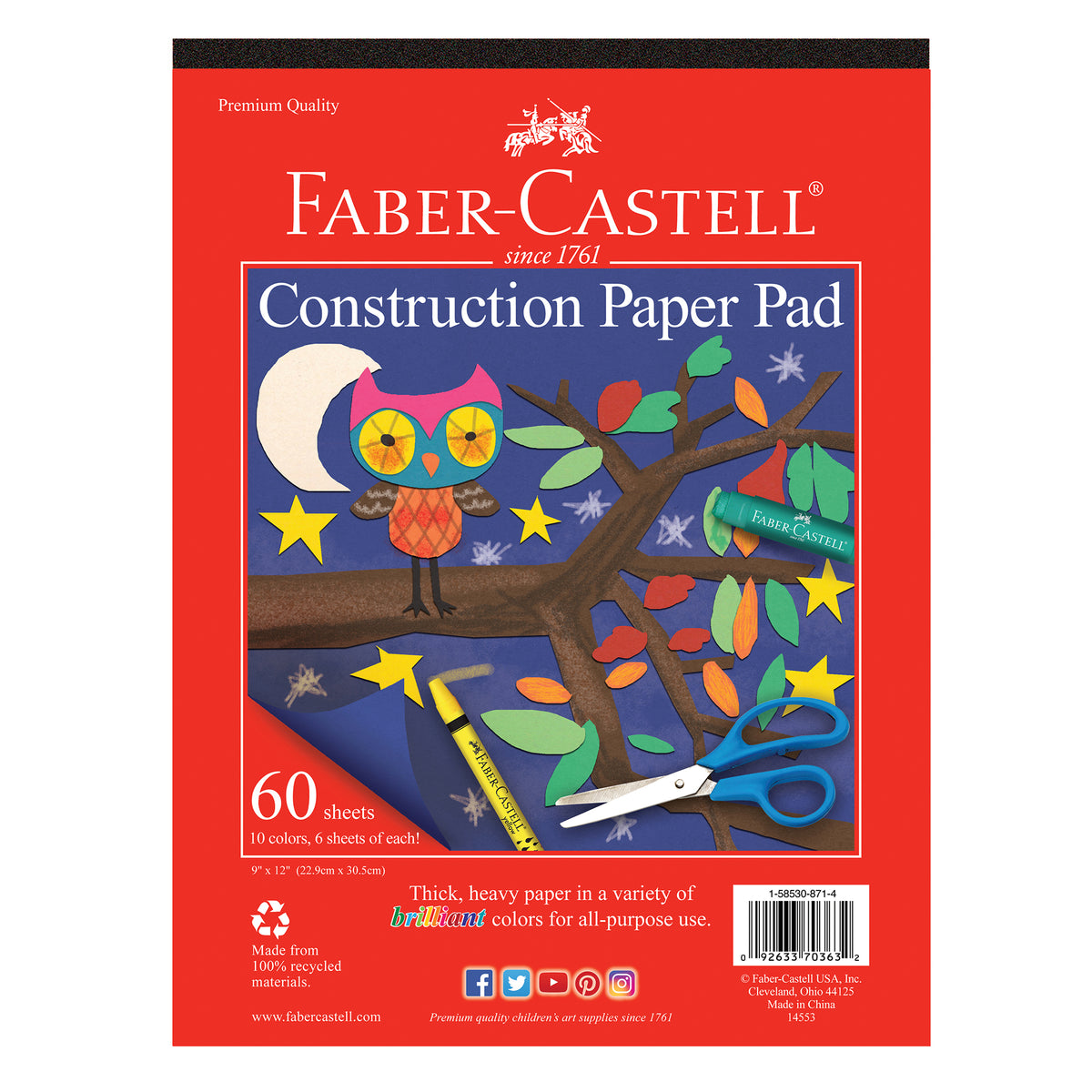FABER CASTELL CONSTRUCTION PAPER PAD 9X12