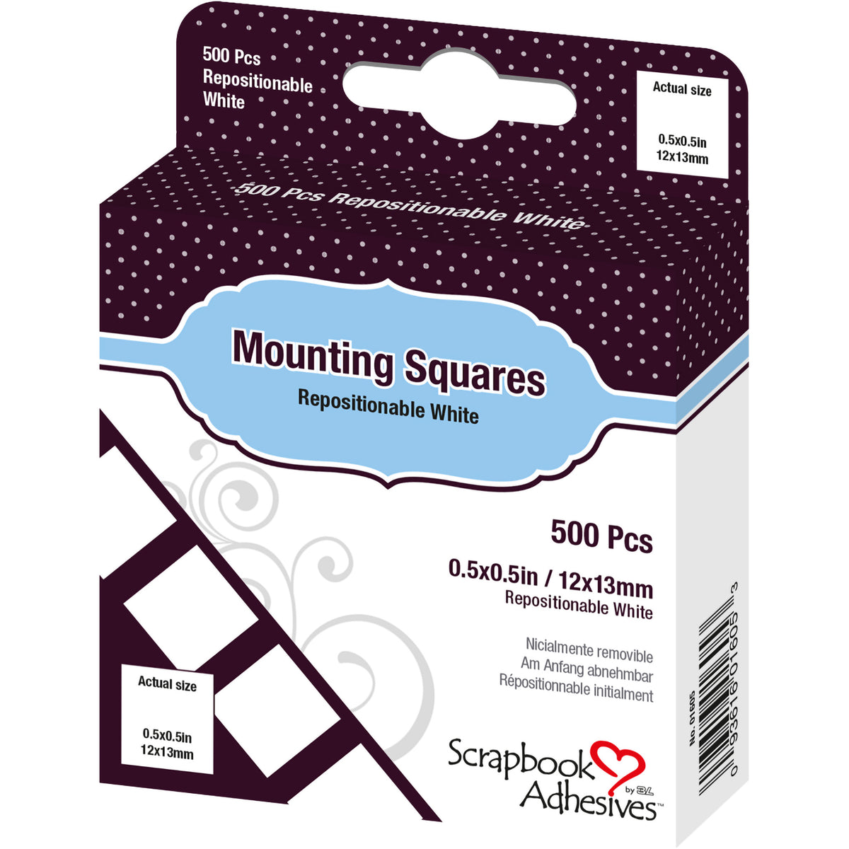 MOUNTING SQUARES REPOSITIONABLE 500-PACK CLEAR
